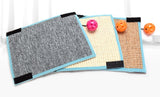 Cat scratching pad near sofa