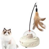Rechargeable electric cat toy with feather teaser