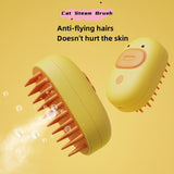 Steam pet brush for removing loose hair