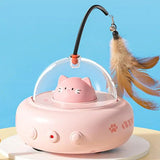 Rechargeable electric cat toy with feather teaser