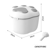 Pet food storage container with scoop and lid