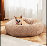 Calming donut pet bed washable plush design
