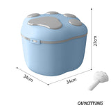 Pet food storage container with scoop and lid