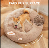 Calming donut pet bed washable plush design