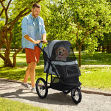 Pet stroller for small dogs gray 3-wheel design