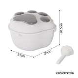 Pet food storage container with scoop and lid