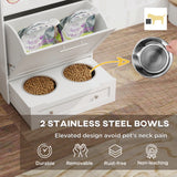 Pet feeder station cabinet for dog feeding