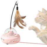 Rechargeable electric cat toy with feather teaser