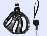 Reflective pet harness and leash set for walking